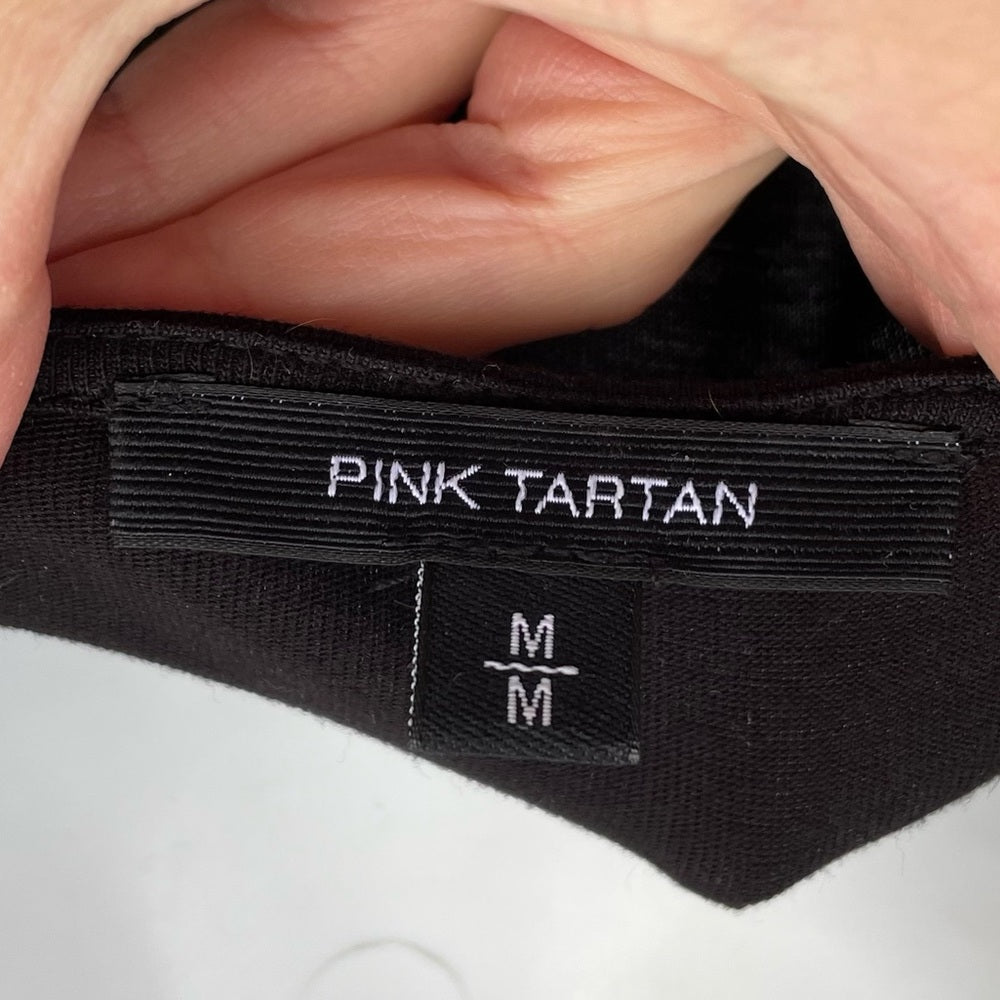 Pink Tartan Black Silk Grosgrain Accent Blouse, size M