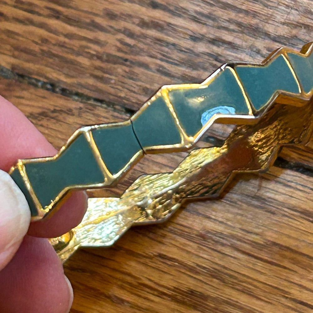 Lanvin Gold Tone Enamel Zig Zag Bracelet