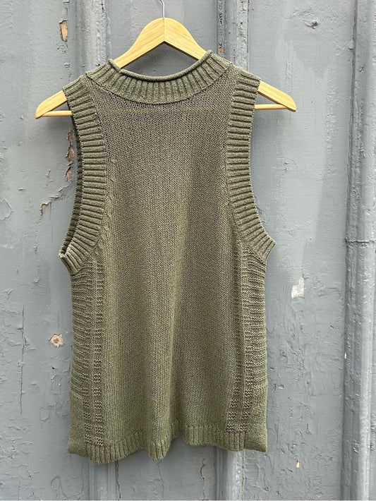 Tribal Green Sleeveless knit Sweater, size M