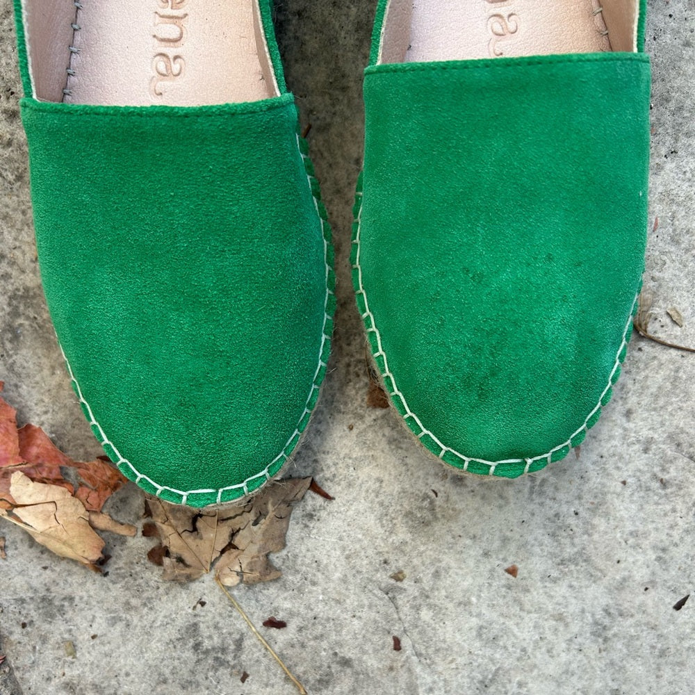Macarena Suede Espadrille Flats, size 38 (7.5)