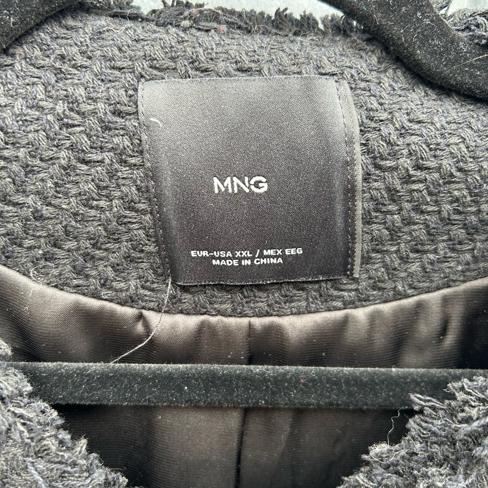 MNG Black Pocket Tweed Blazer Jacket, size XXL