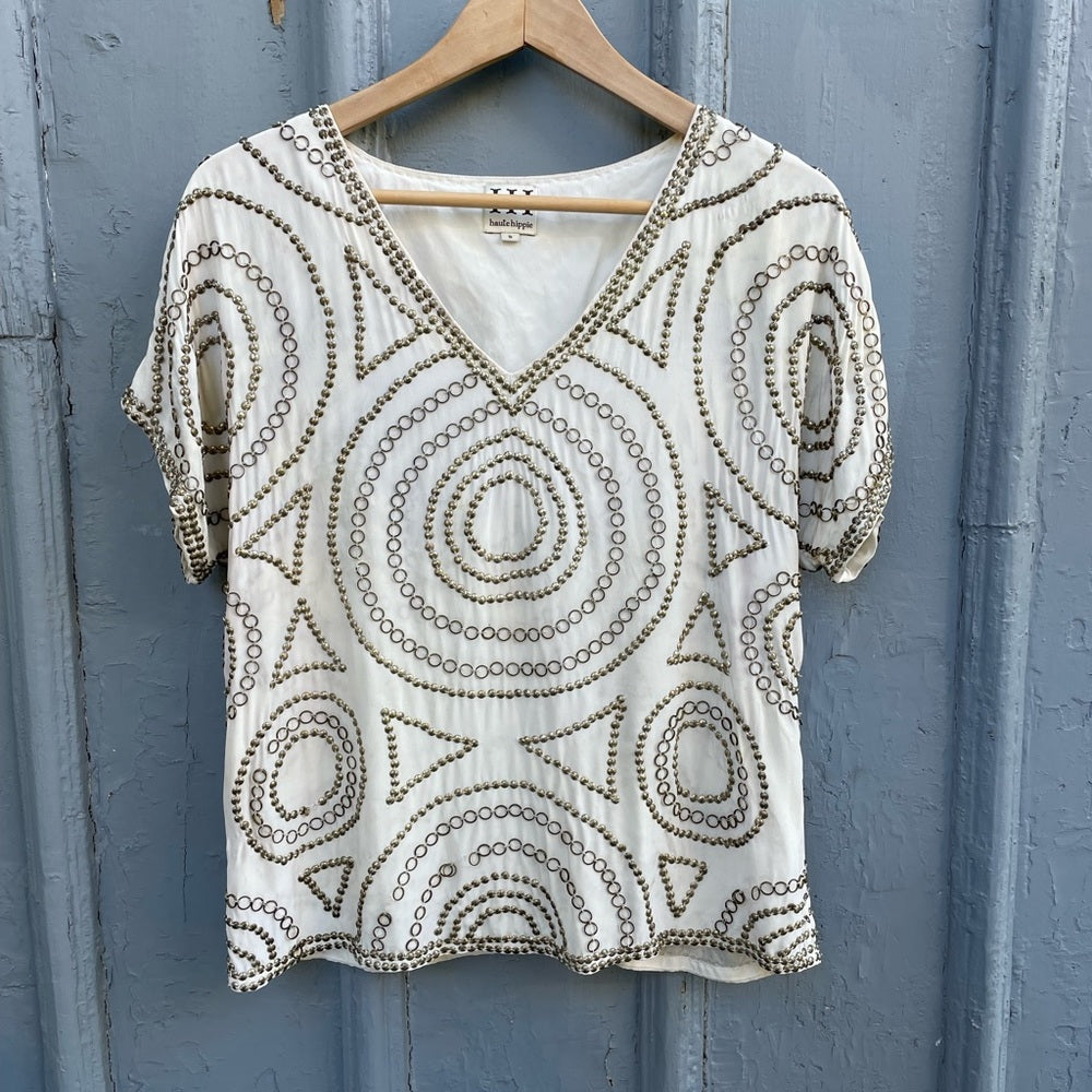 Haute Hippie embellished silk blouse, size small