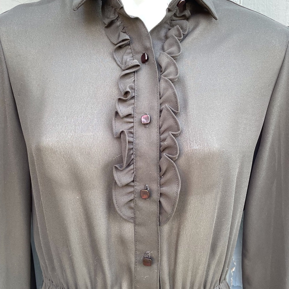 Balmain Vintage Black sheer ruffle front dress, size 6