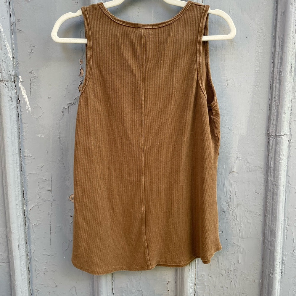 Franc The Tuckable Rib Tank, brown, size 1X