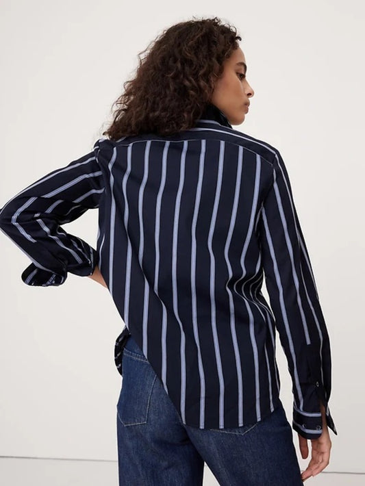 Banana Republic The Perfect Shirt Blue Cotton striped Button-down, BNWT, size XS