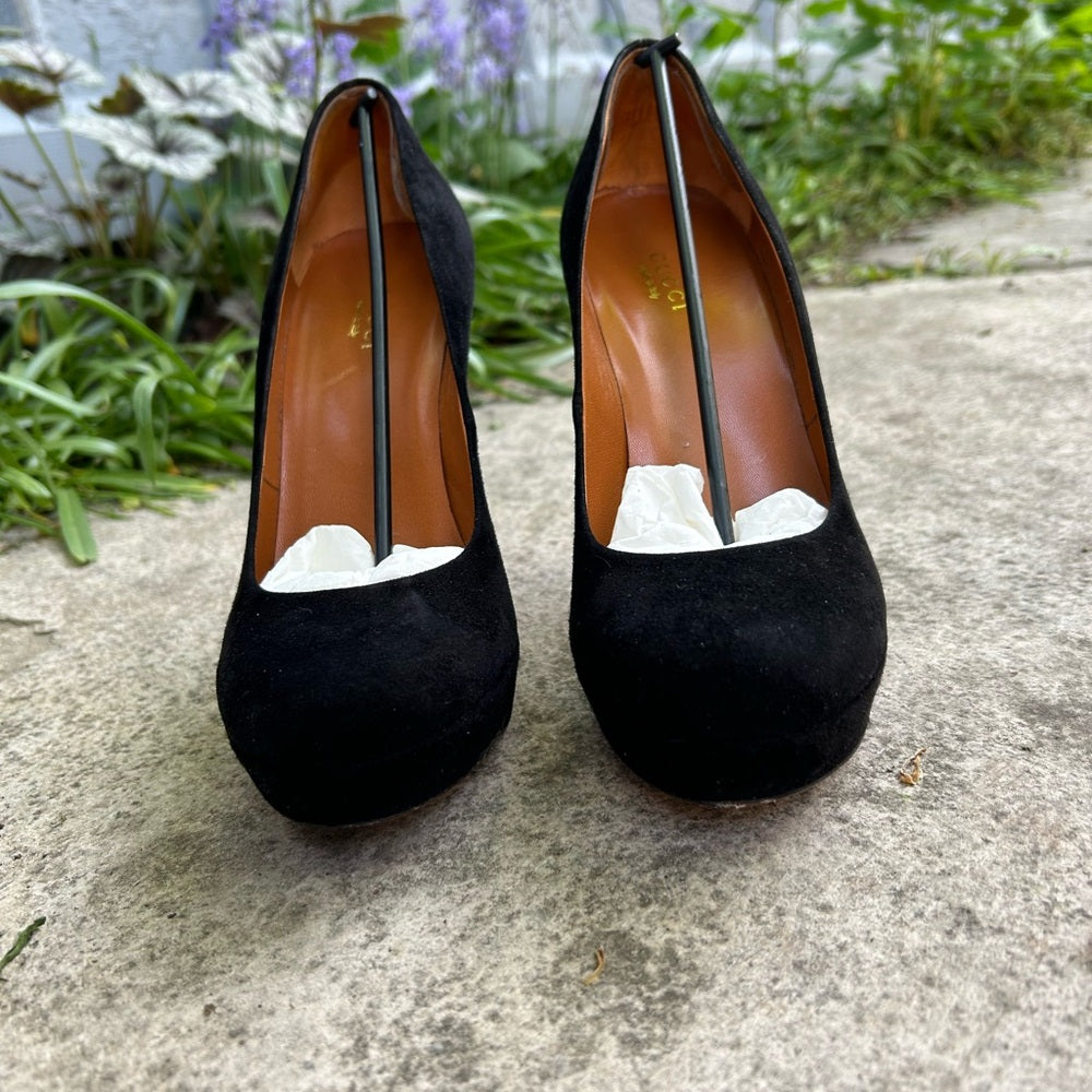 Gucci Kid Scamosciato Cuir Platform Heels, size 37