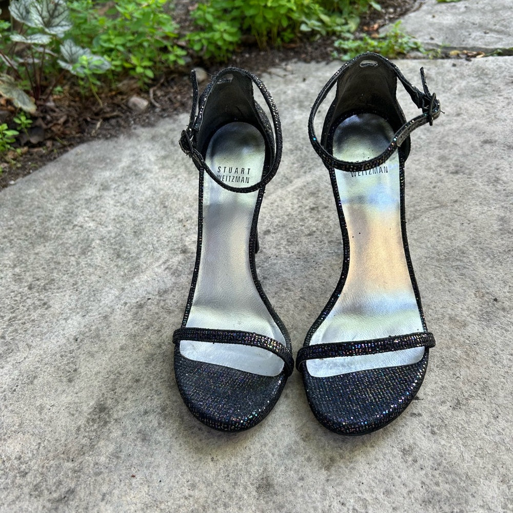 Stuart Weitzman Nudistong Glitter Heel, size 7.5