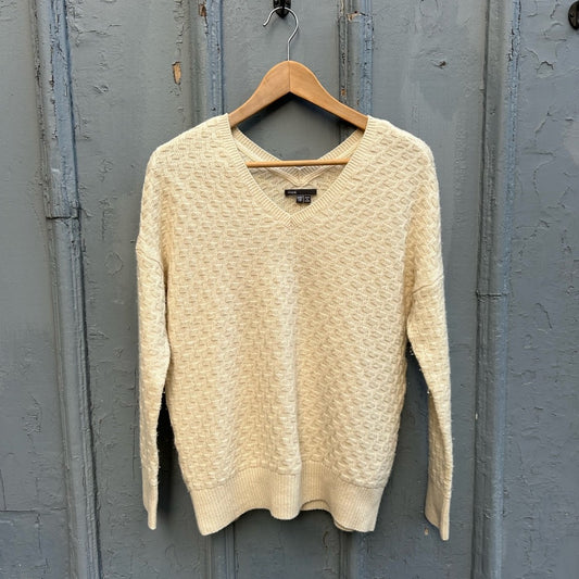 Vince Cashmere & Wool Brick Texture Double V Neck Sweater, size XXS (oversized)