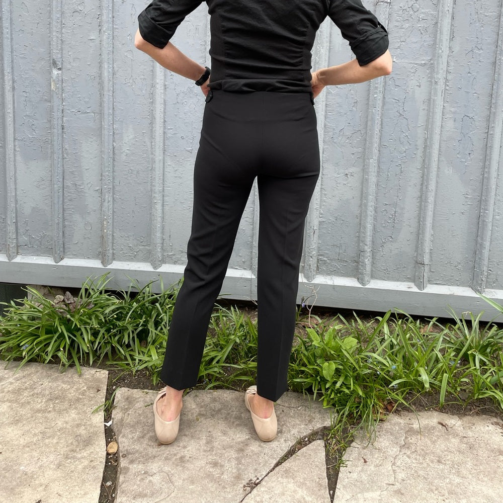 Moschino Cropped Black Flat Front Trousers, Size 6