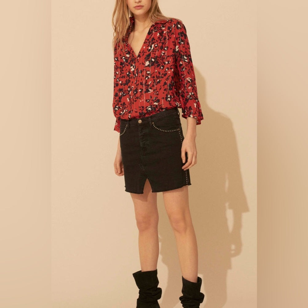 Ba&sh Eddy Rouge floral blouse, size M