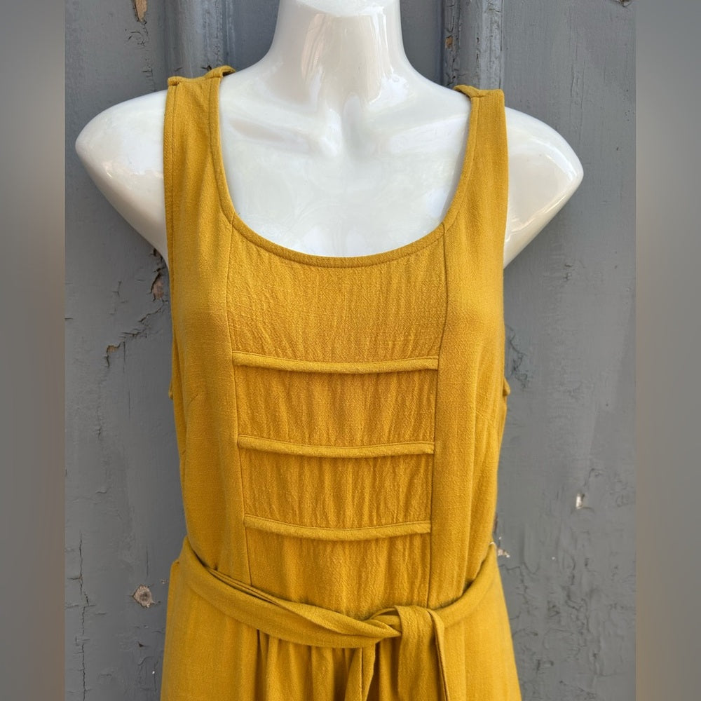 Cokluch Linen blend yellow sleeveless dress, size M