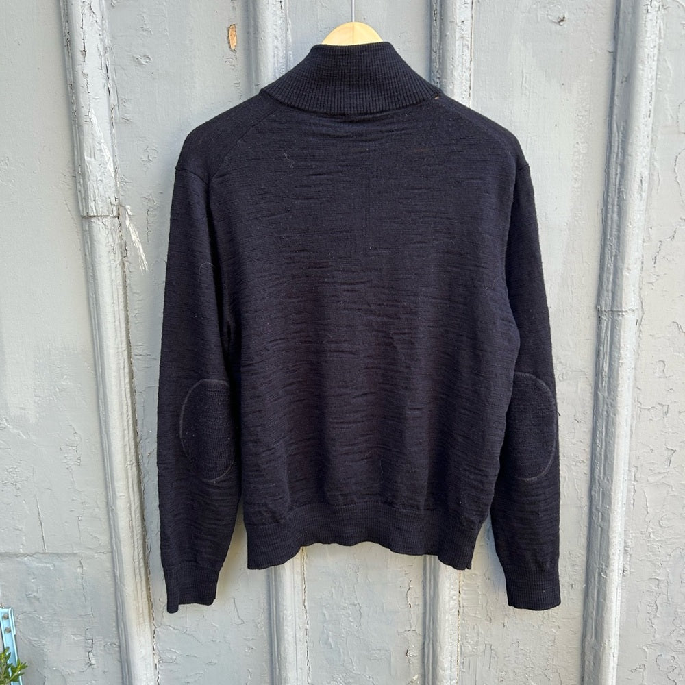 Gap Navy 1/4 zip Slub Merino Sweater, size L