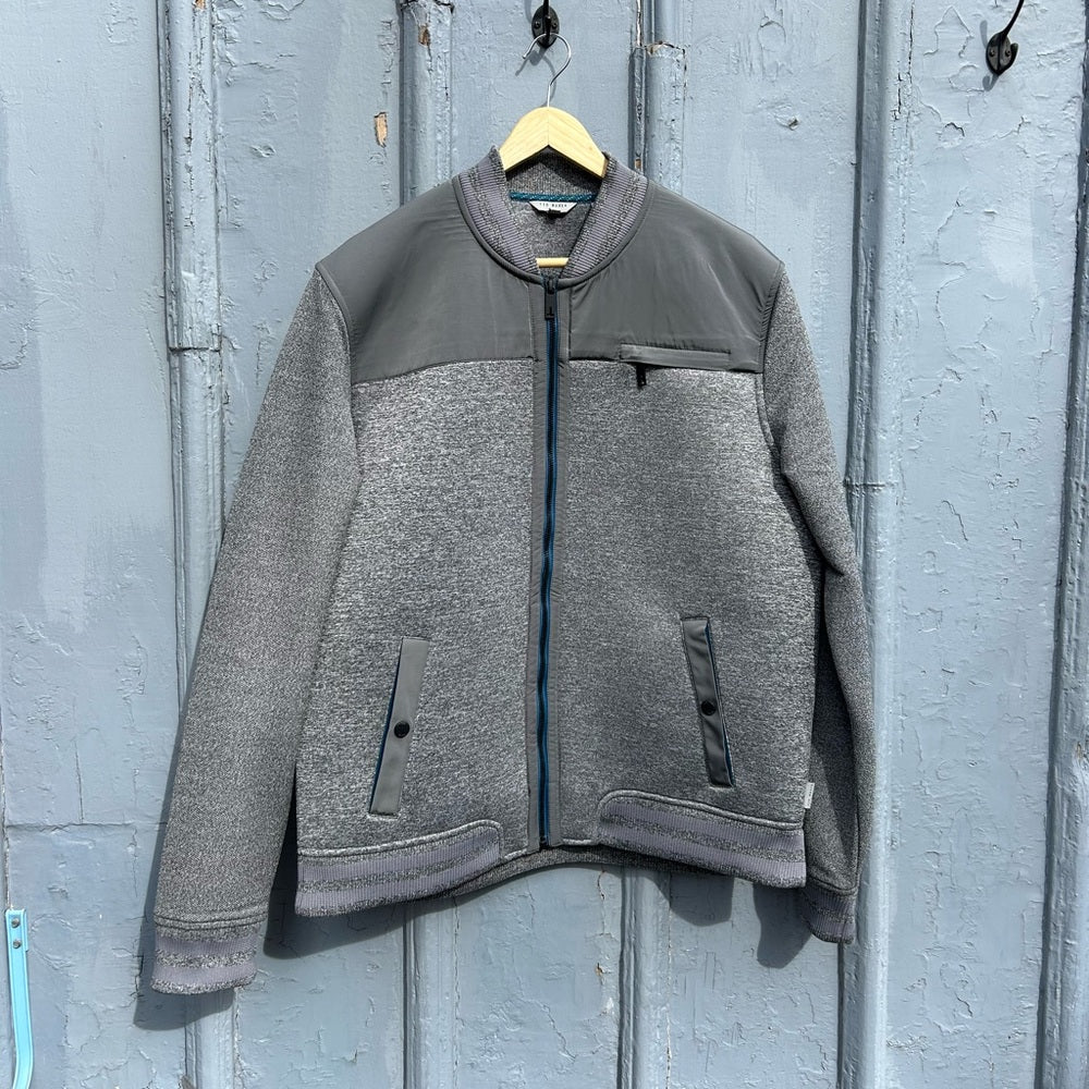 Ted Baker Stevan Grey Varsity Jacket, size Ted 6 (XXL)