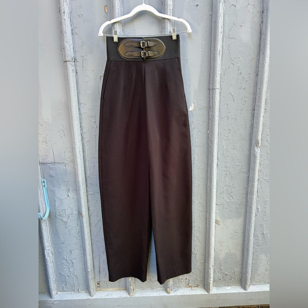 Alaïa Archetypes Belted Wide Leg Trousers, size 40