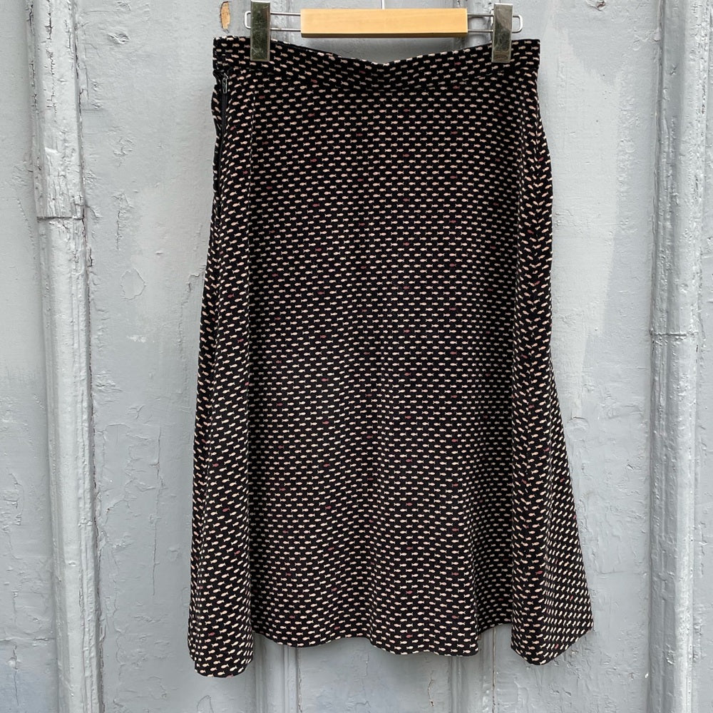 Vintage 70s Velvet Fish Patterned Skirt, size Small