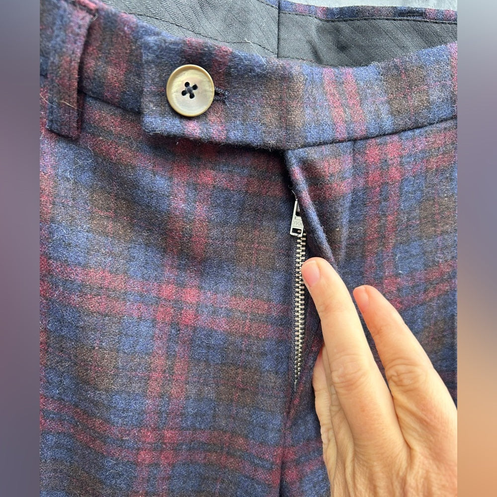 Sand Copenhagen plaid wool blend pants, size 46 (US 6/8)