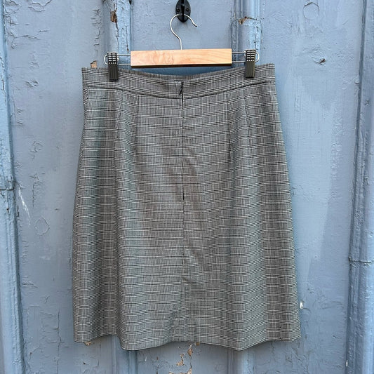 Jil Sander Houndstooth Plaid Wool Check Midi, size 36
