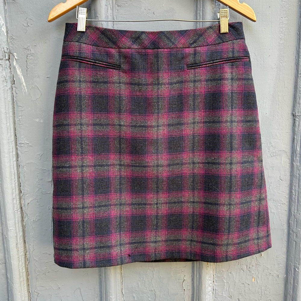 Laura Ashley Wool Plaid Mini Skirt, size 8