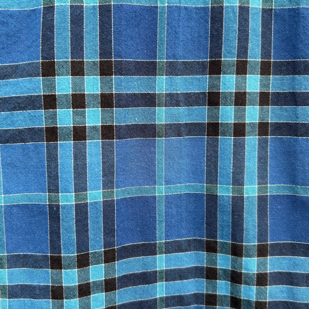Burberry Blue Plaid Check Button Down Shirt, size Small