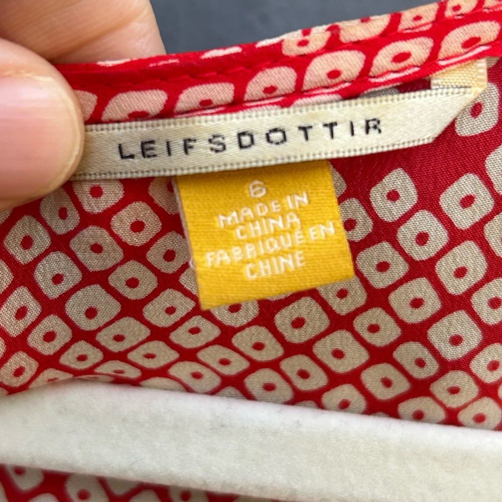 Liefsdottier Anthropologie red ruffle side silk blouse, size 6