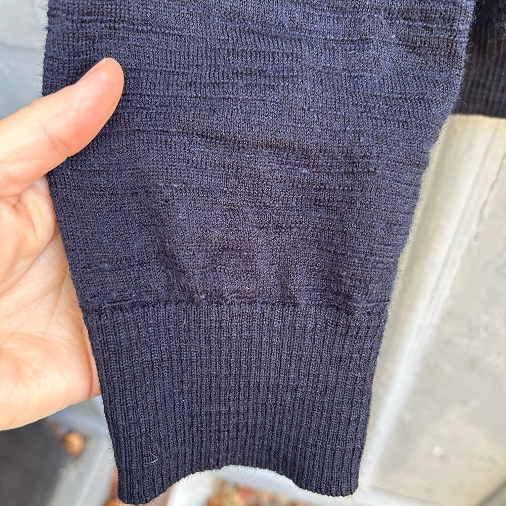 Gap Navy 1/4 zip Slub Merino Sweater, size L