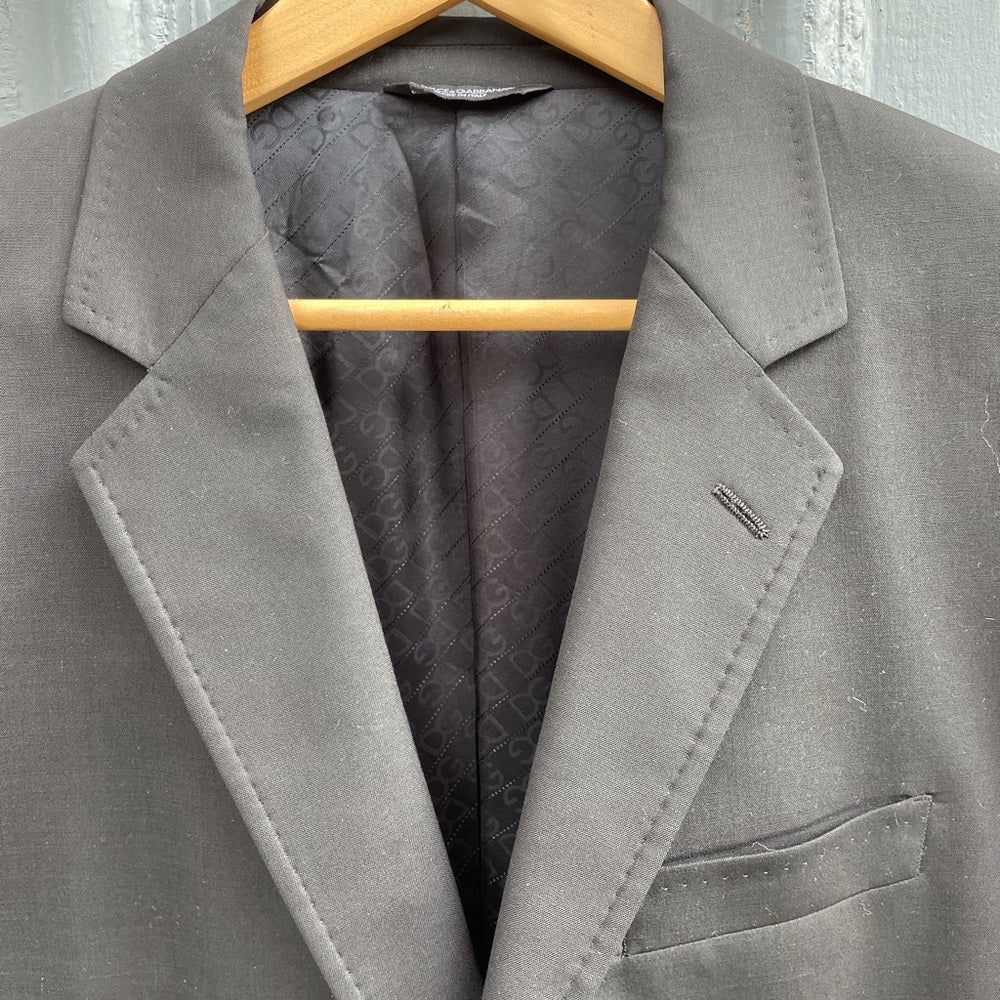 Dolce & Gabbana Black Wool Blazer Sport Coat, IT 52
