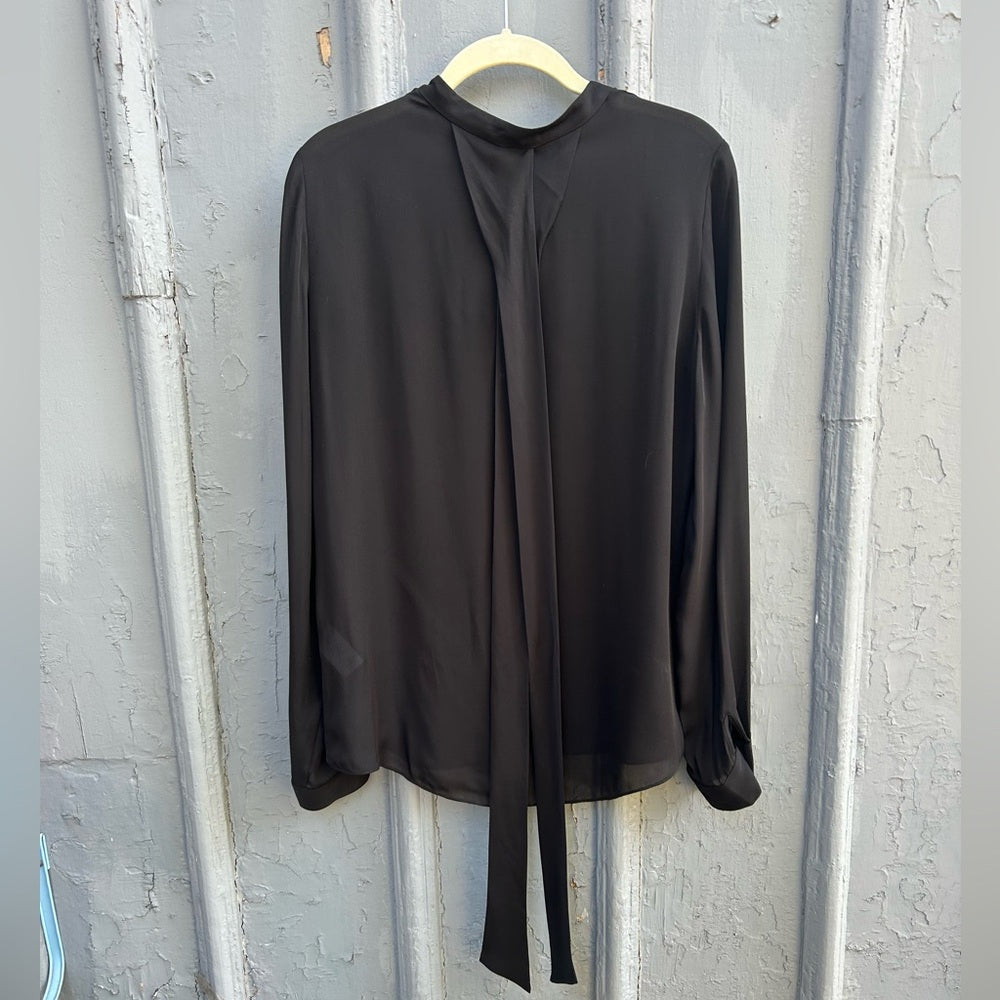 Elizabeth & James black silk tie front blouse, size M