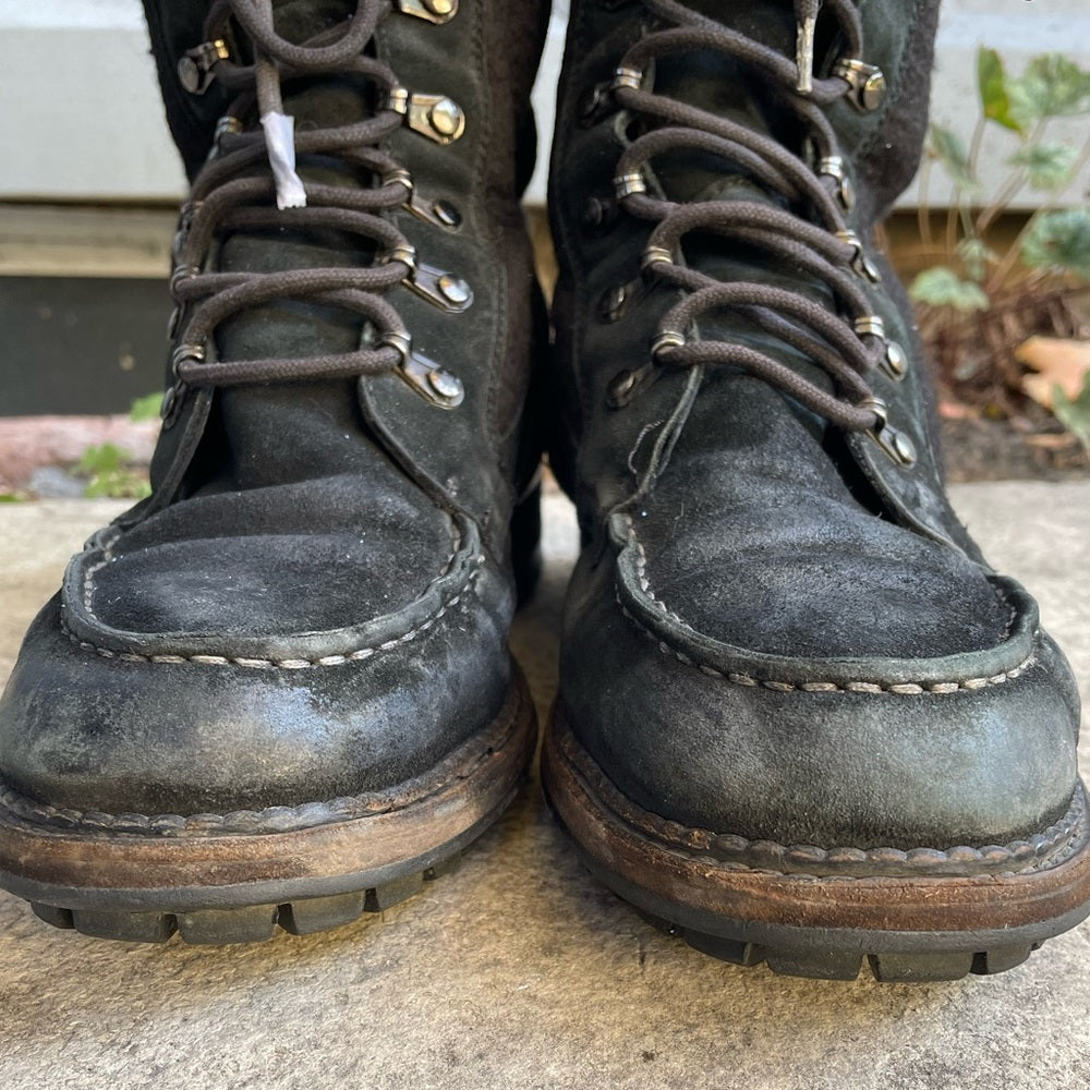 Chanel Black Wool, Suede & Shearling Lace up Combat Boots, Size 39