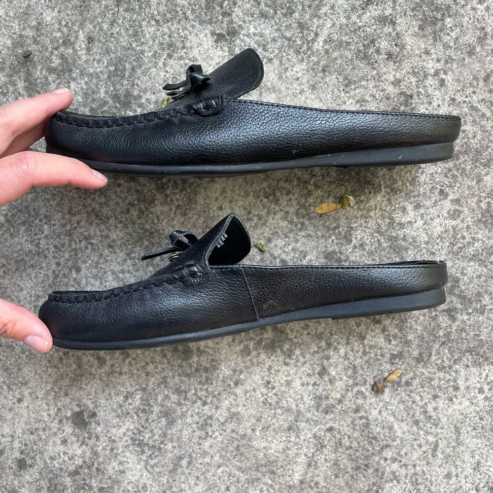Michael Kors Black Leather Slide Loafer Mules Shoes, Size 7