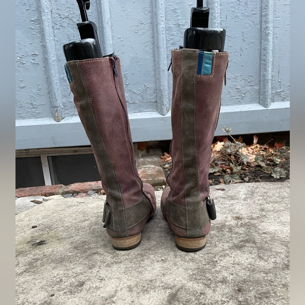 John Fluevog Radio RTP, suede zip side boots, size 6