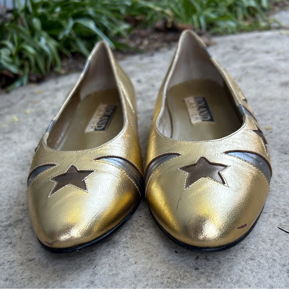 Vintage Roland Cartier Gold stars flats, size 40 (US9)