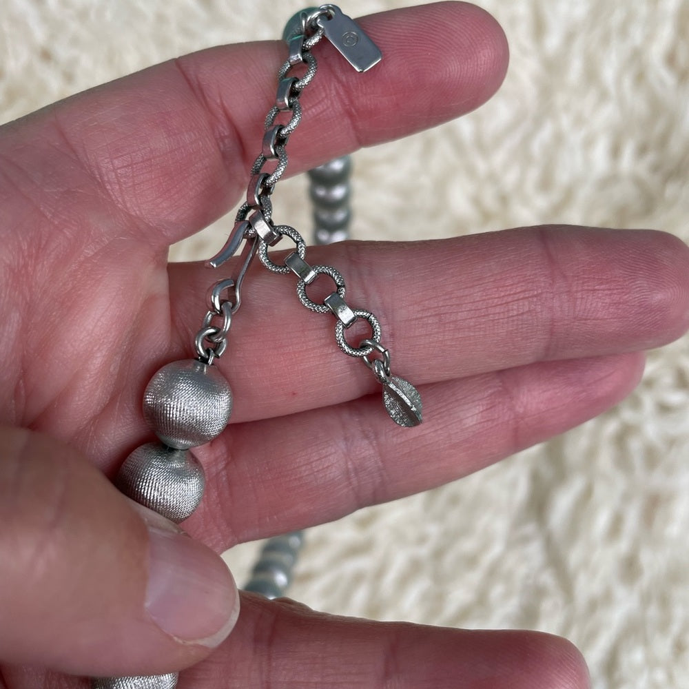 Monet Vintage Silver Beaded necklace