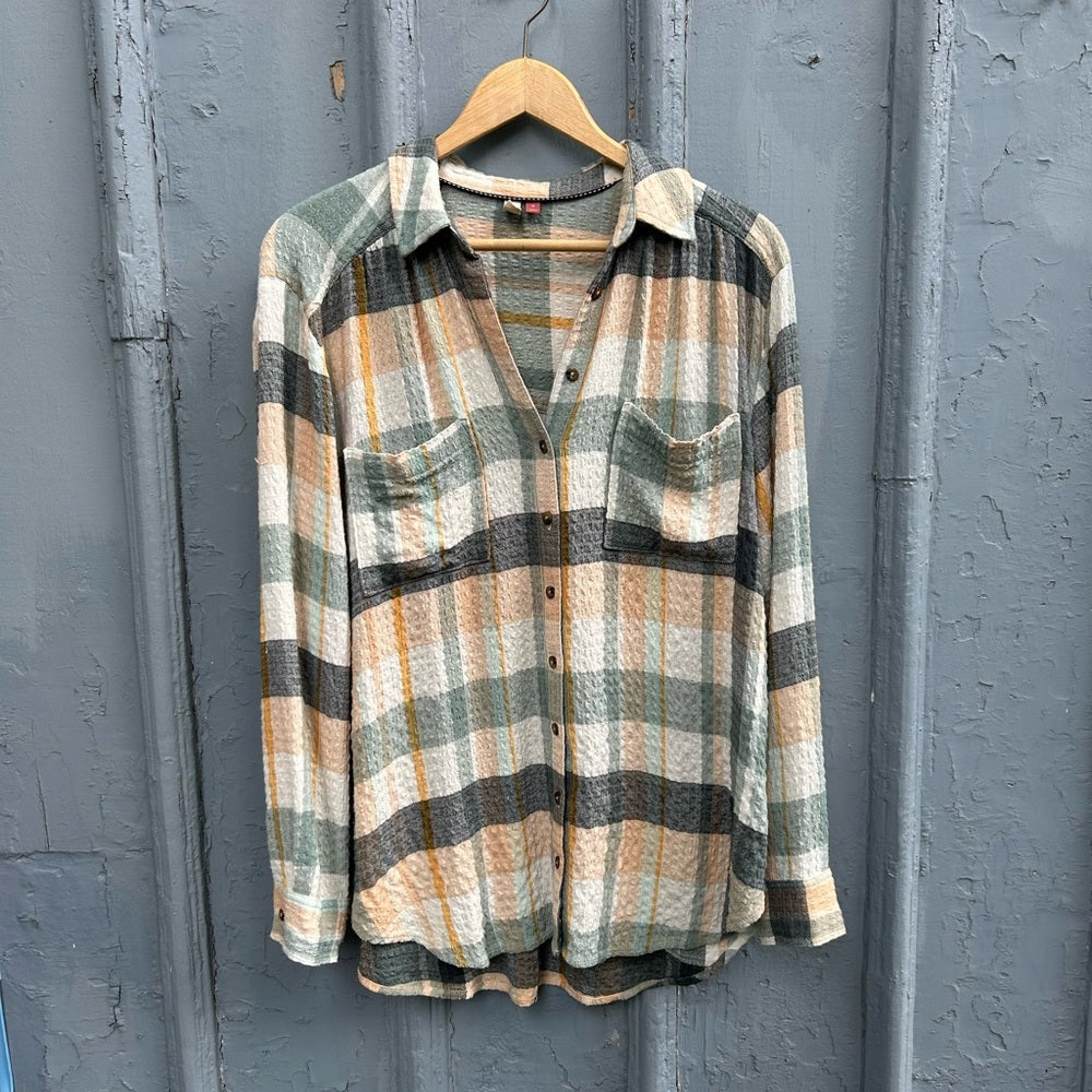 Anthropologie The Hadley Relaxed Buttondown Shirt by Pilcro: Plaid Edition, M
