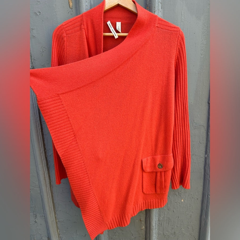 Autumn Cashmere Orange Waterfall Cardigan, size xs