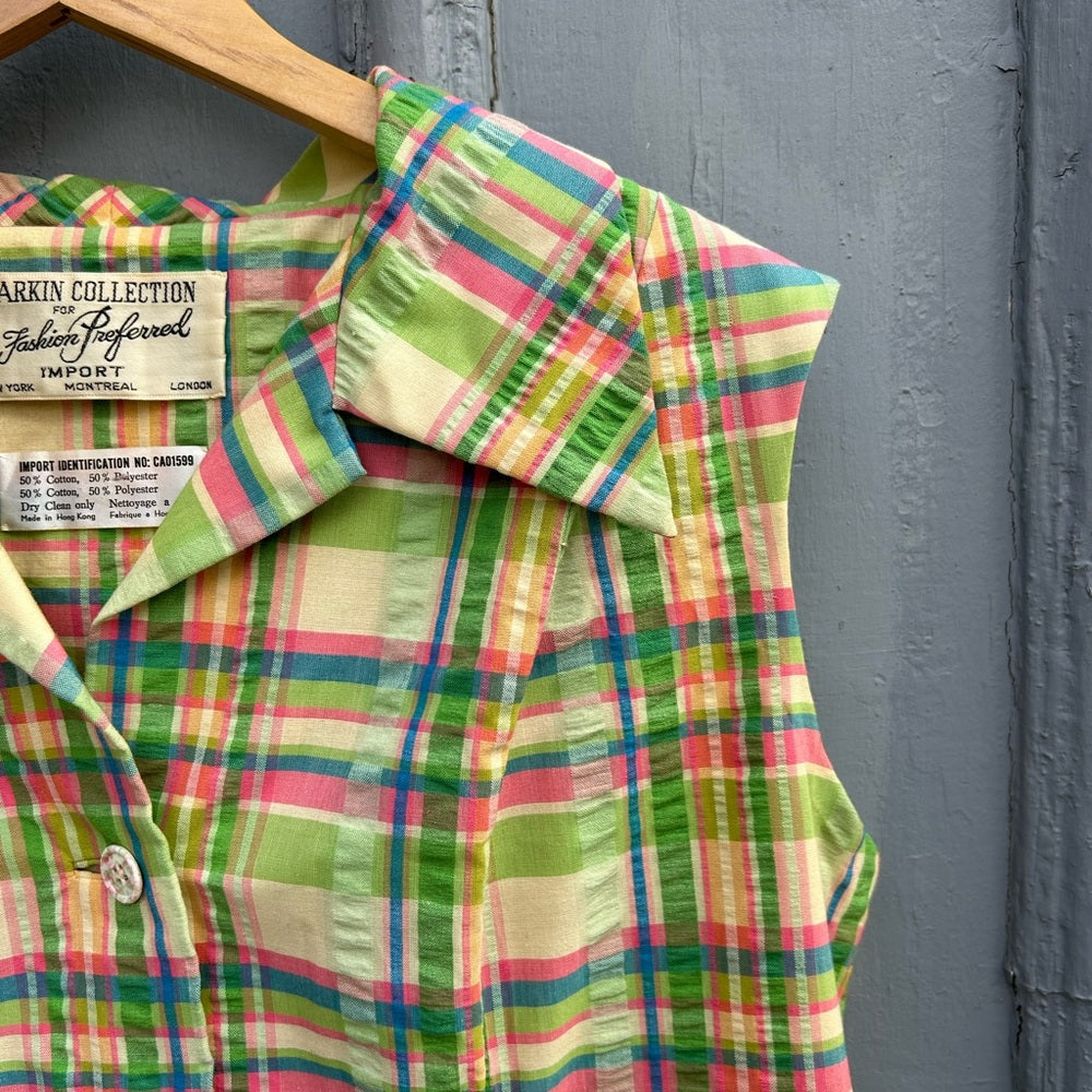 Vintage Arkin Collection plaid sleeveless dress, size 20 (modern L/XL)