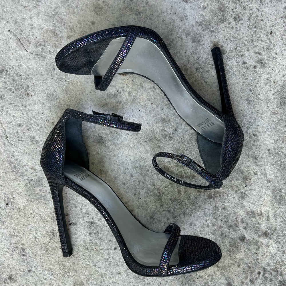 Stuart Weitzman Nudistong Glitter Heel, size 7.5