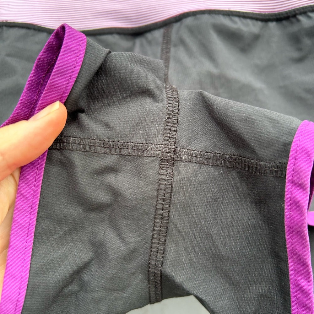 Lululemon Purple Black Turbo Run Shorts, size 4