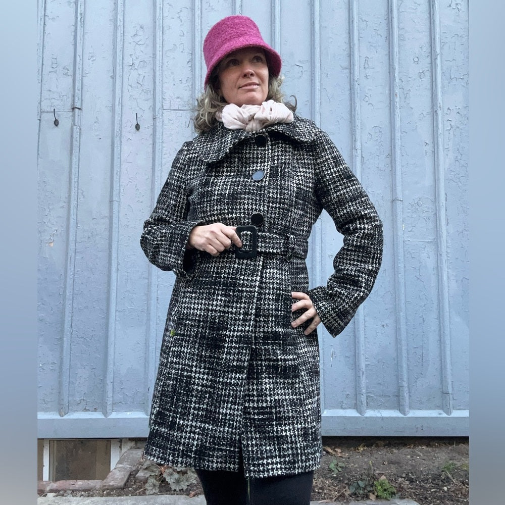 SOIA & KYO Houndstooth Wool Coat, Size XL