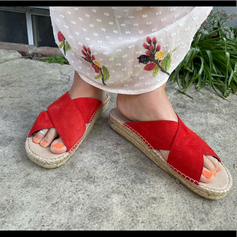 David Tyler Betty Espadrille cross front sandal, size 40