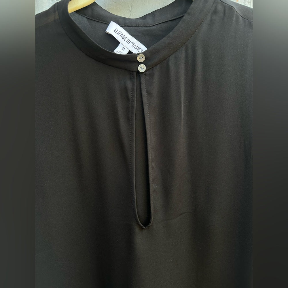 Elizabeth & James black silk tie front blouse, size M