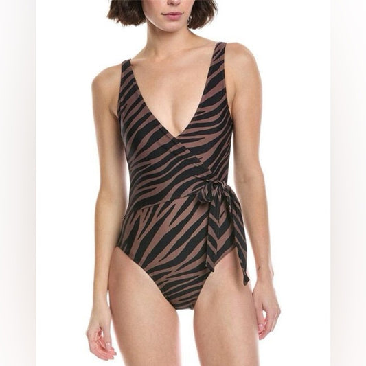 Summersalt Animal Print Perfect Wrap One Piece swimsuit, size 10