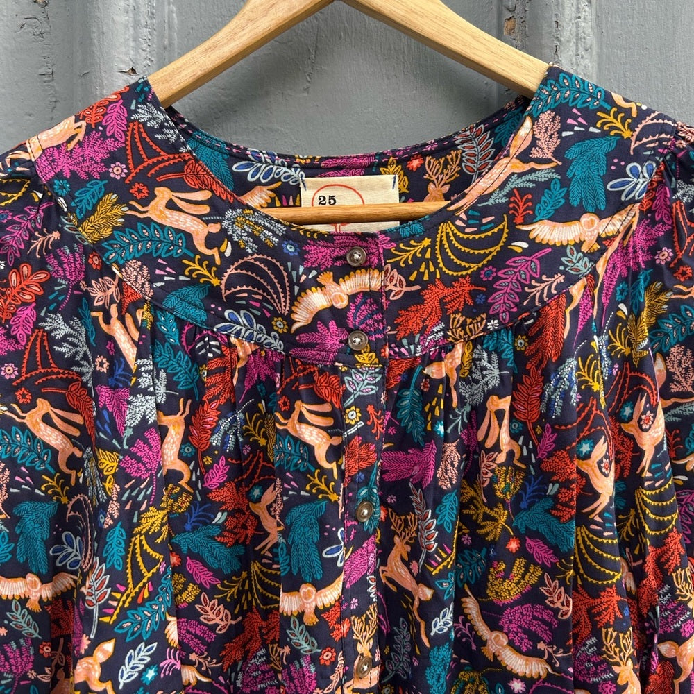 Anthropologie 25 Of 52 Conversations Forest Friends Blouse, size 12