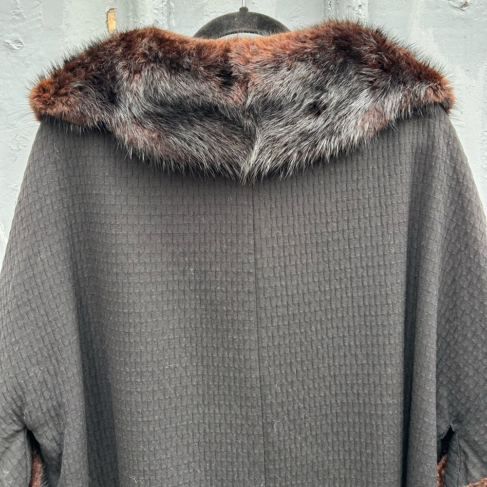Vintage 1950’s fur trimmed Evening Coat, size Large