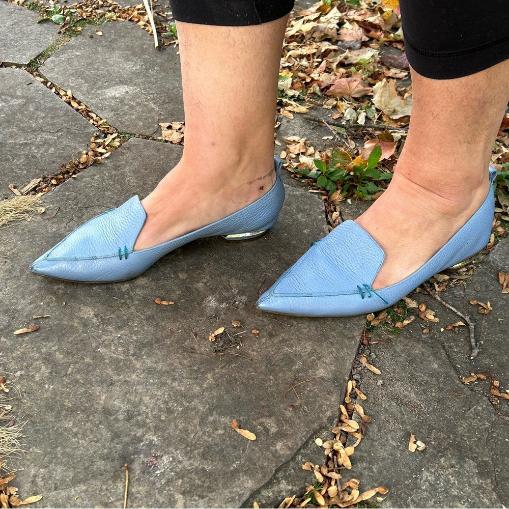 Nicholas Kirkwood Blue Beya Flat Loafer, size 38