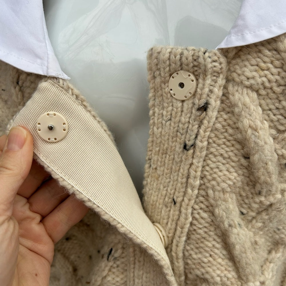 Ganni Wool Alpaca Blend Poplin Collar Sweater, size XS