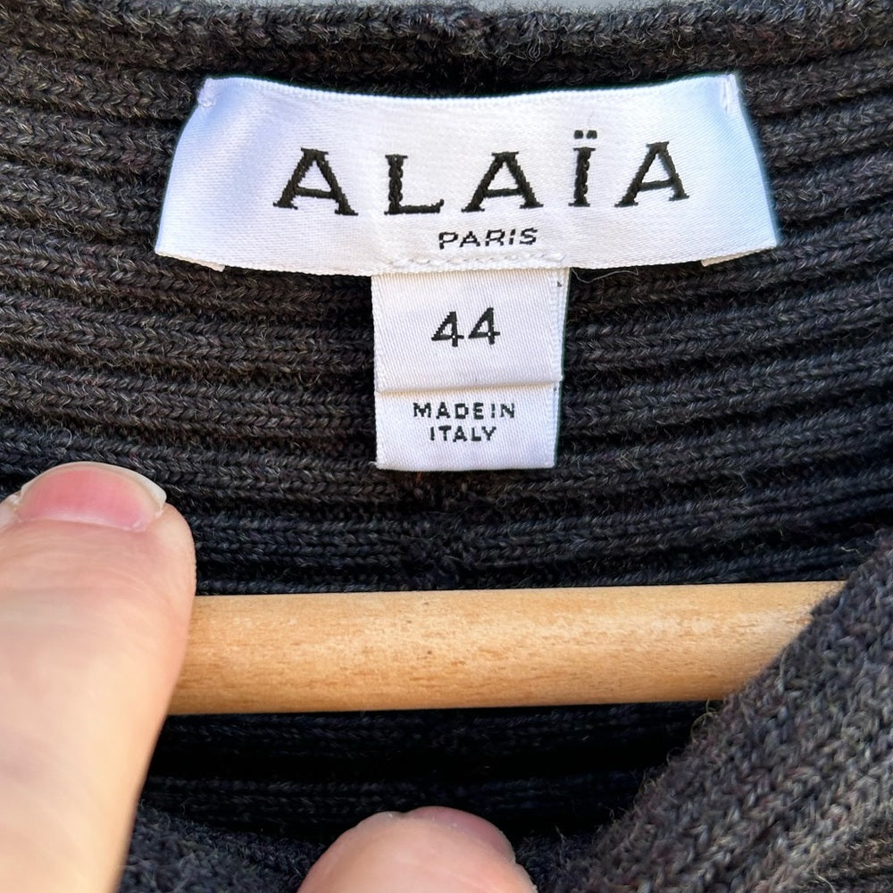 Alaia Wool Circular Ribbed Knit Midi Dress, size 44 (approx US 8/10)