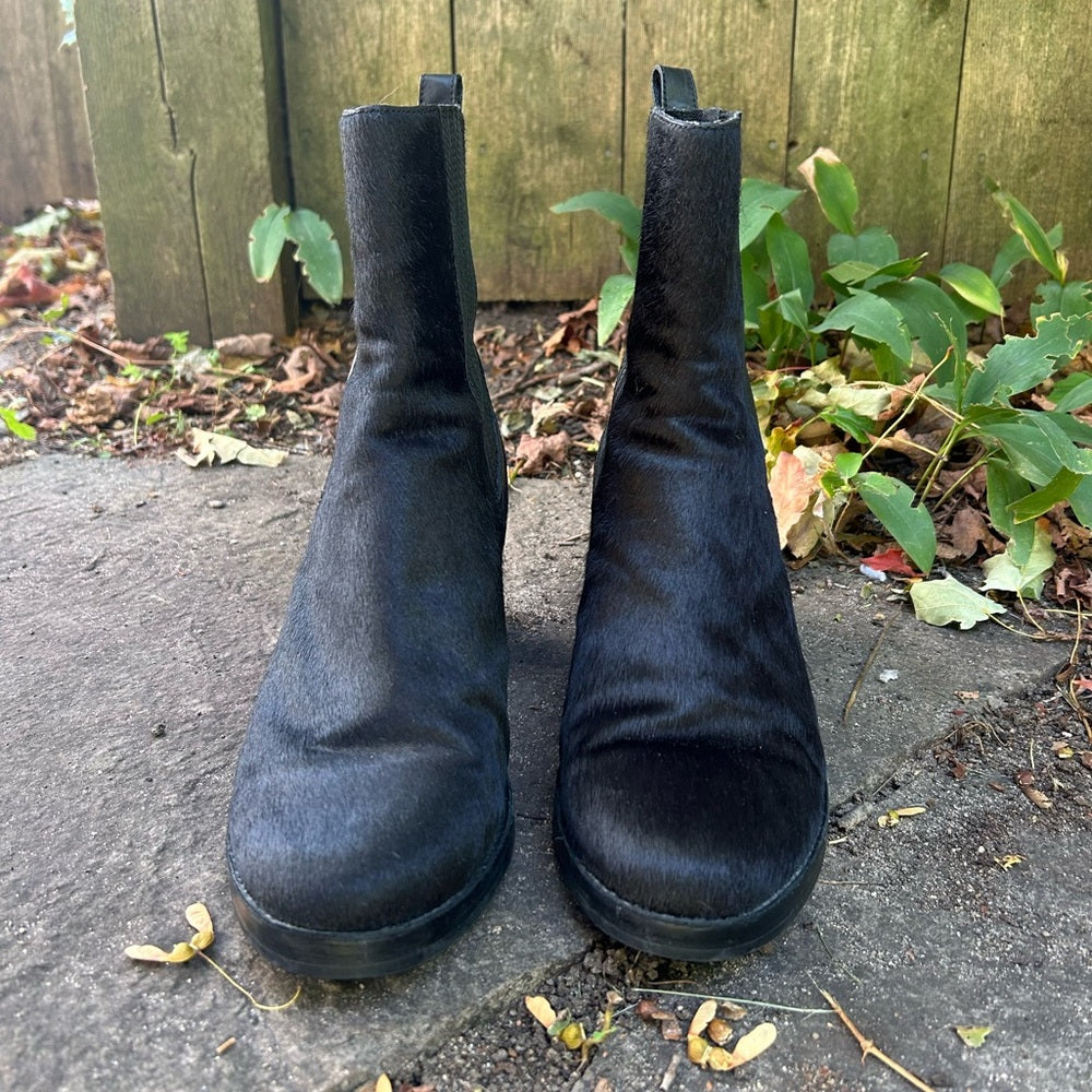 Ugg Camden Cow Hair Heeled Boot, size 12