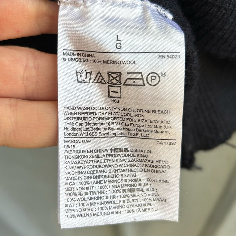 Gap Navy 1/4 zip Slub Merino Sweater, size L