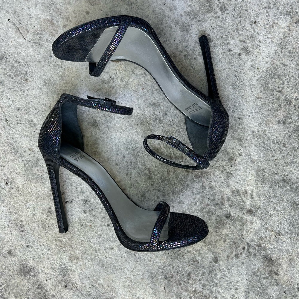 Stuart Weitzman Nudistong Glitter Heel, size 7.5