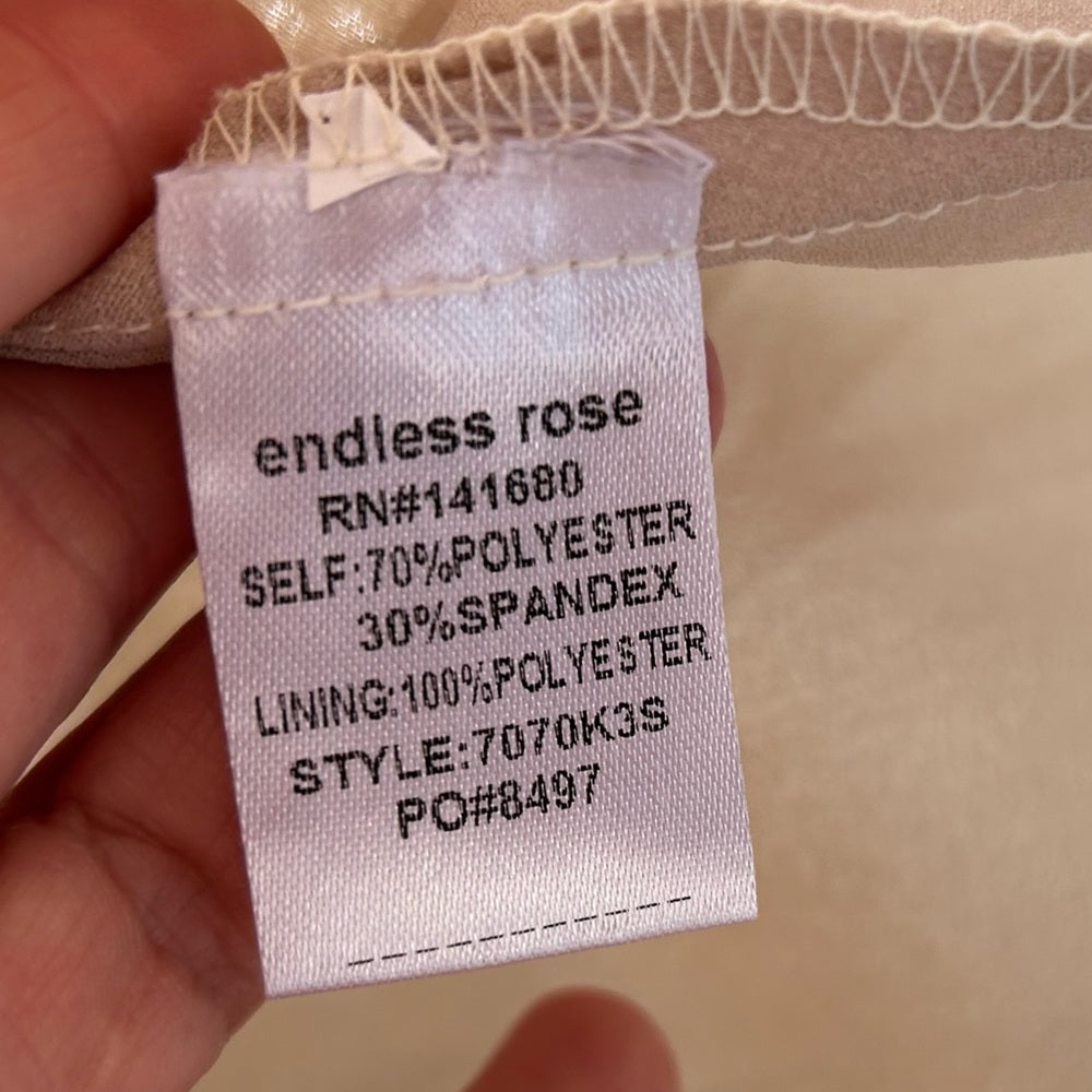 Endless Rose Taupe Mesh Mini Skirt, size S